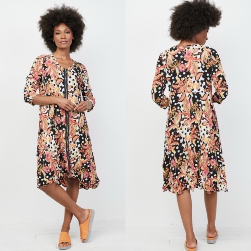 New LIV BY HABITAT SZ LG Zip Front Dress IN POPPY